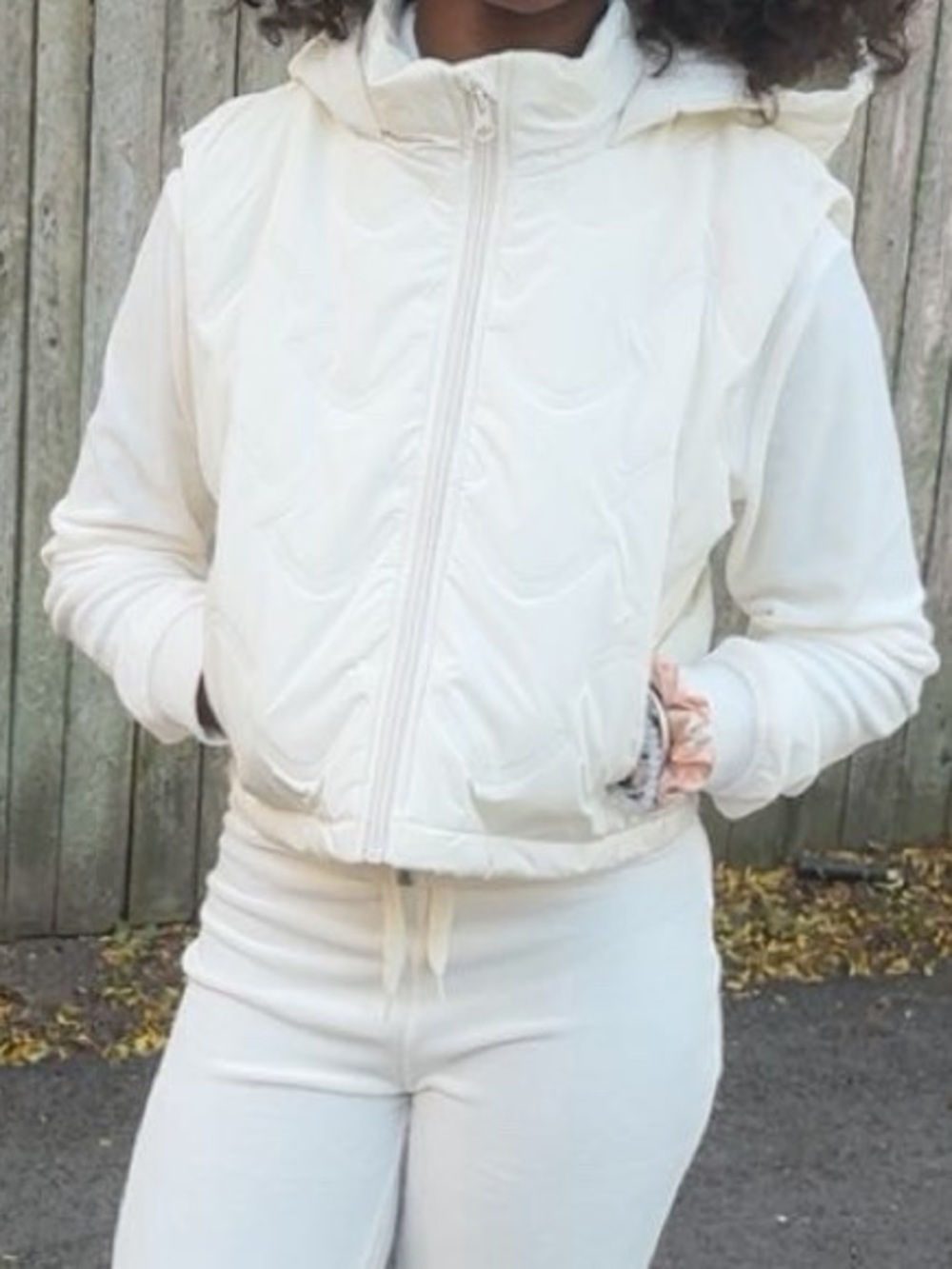 Old Navy Cream Quilted Hooded Vest for Kids